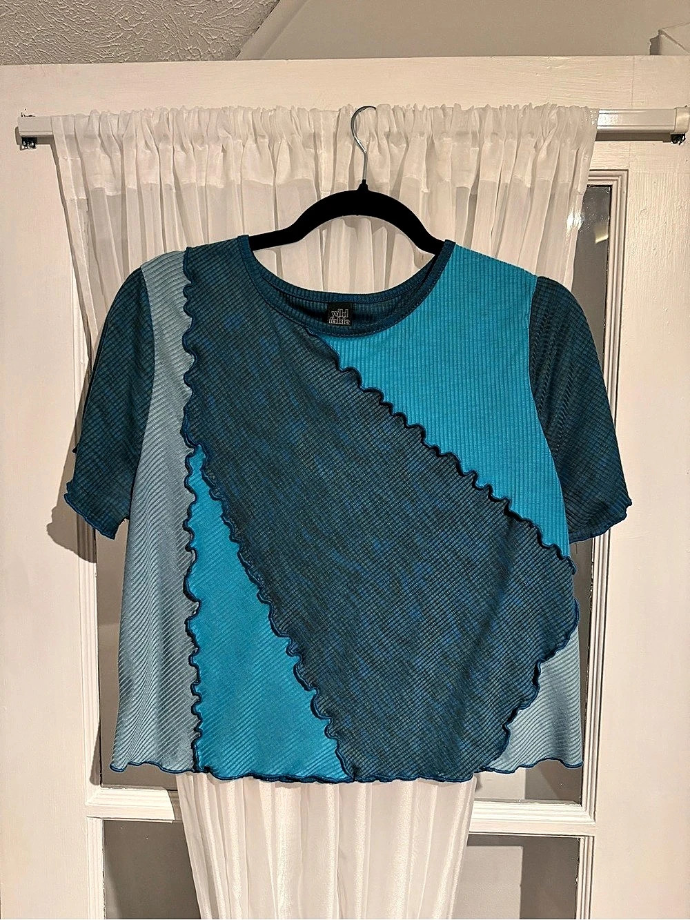 Wild Fable Blue Short Sleeve Lettuce Top